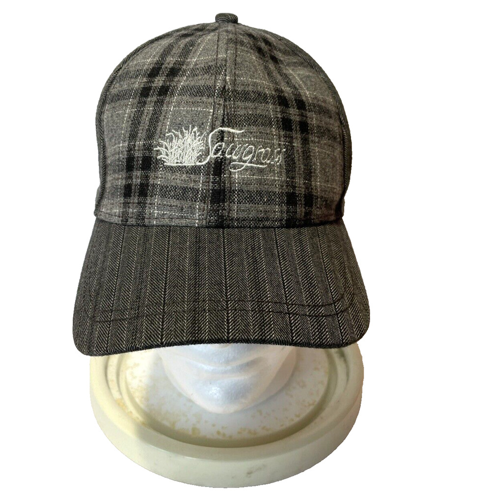 Sawgrass Imperial Sports Golf Adjustable Hat Cotton Poly Wool Gray Plaid Stripes